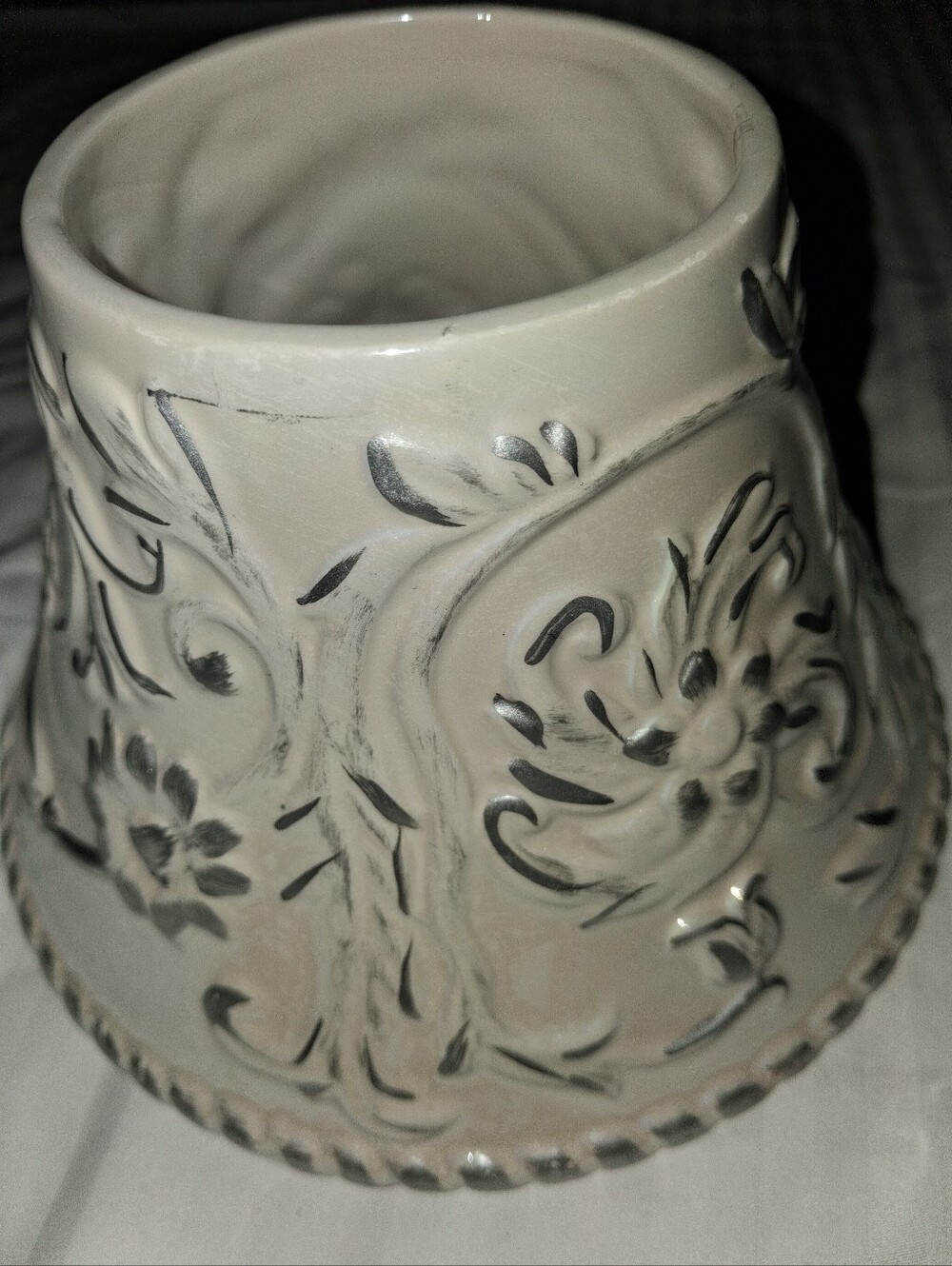Yankee Candle Tassle Rope Candle Shade And Plate - Cream Floral White - Picture 4 of 8